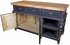 Black Kitchen Island with Turned Legs & Natural Wood Top