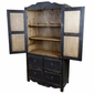 Black Painted Wood Armoire with Cross Embossed Tin Doors - 2 Door - 4 Drawer