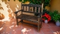 Black Painted Wood Bench with Etchings