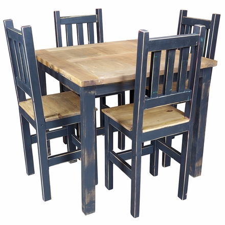 Black Painted Wood Bistro Table Set with 4 Chairs