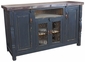 Black Painted Wood Buffet/Entertainment Console with Scrolled Iron Doors
