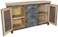 Black Painted Wood Buffet with Iron Panel Doors - 2 Doors & 3 Drawers