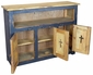Black Painted Wood TV Stand with Cross Cutout Doors
