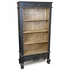 Black Patina Rustic Carved Scroll Bookcase