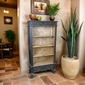 Black Patina Rustic Carved Scroll Bookcase