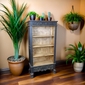 Black Patina Rustic Carved Scroll Bookcase