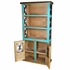 Blue Painted Wood Book Shelf with Iron Accents