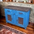 Blue Painted Wood Buffet with Embossed Tin Panel Doors