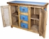 Blue Painted Wood Buffet with Iron Panel Doors