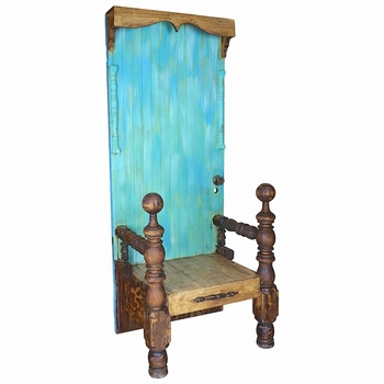 Blue Painted Wood Capitan Chair - Exclusive Artisan Original