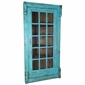 Blue Painted Wood Corner Bookcase with Glass Door