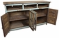 Blue Painted Wood TV Console with Glass and Multi-Color Slat Doors - 60