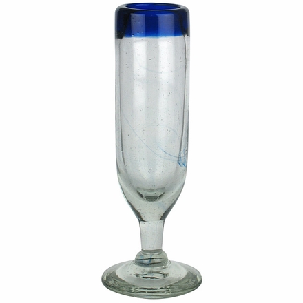 Blue Rim Champagne Flutes - Set of 4