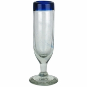 Blue Rim Champagne Flutes - Set of 4