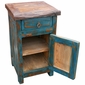 Blue Rustic Painted Wood Nightstand with Mesquite Top