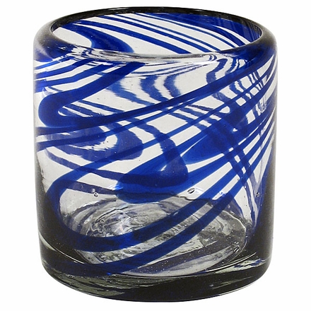 Blue Swirl Rocks Glass - Set of 4