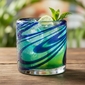 Blue Swirl Rocks Glass - Set of 4