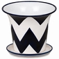 Blue & White Chevron Talavera Flower Pot