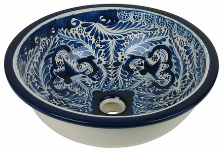 Blue & White Round Talavera Bathroom Sink