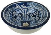 Blue & White Round Talavera Bathroom Sink