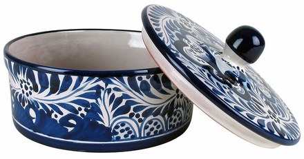 Blue & White Talavera Tortilla Warmer with Lid