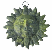 Bronze Patina Mexican Sunface Wall Decoration 4" Dia.