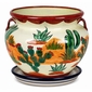 Cactus Scene Talavera Handled Flower Pot