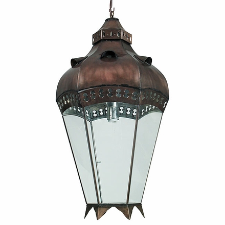 Canela Aged Tin and Glass Hanging Light Fixture - Extra Large