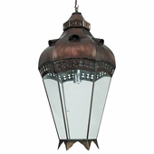 Canela Aged Tin and Glass Hanging Light Fixture - Extra Large