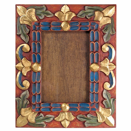 Carved and Painted Wooden Picture Frame - For 5 x 7