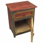 Carved Mexican Painted Wood Nighstand - 1 Door and 1 Drawer