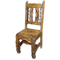 Carved Ox Yoke Dining Chair with Twisted Iron Bars