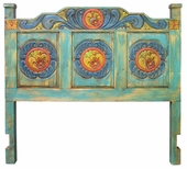 Carved Painted Wood Headboard - Queen and King