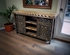 Carved Swan Ox Yoke TV Console - Black