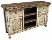 Carved Swan Rustic TV Console - White