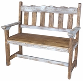 Carved White Painted Wood Bench