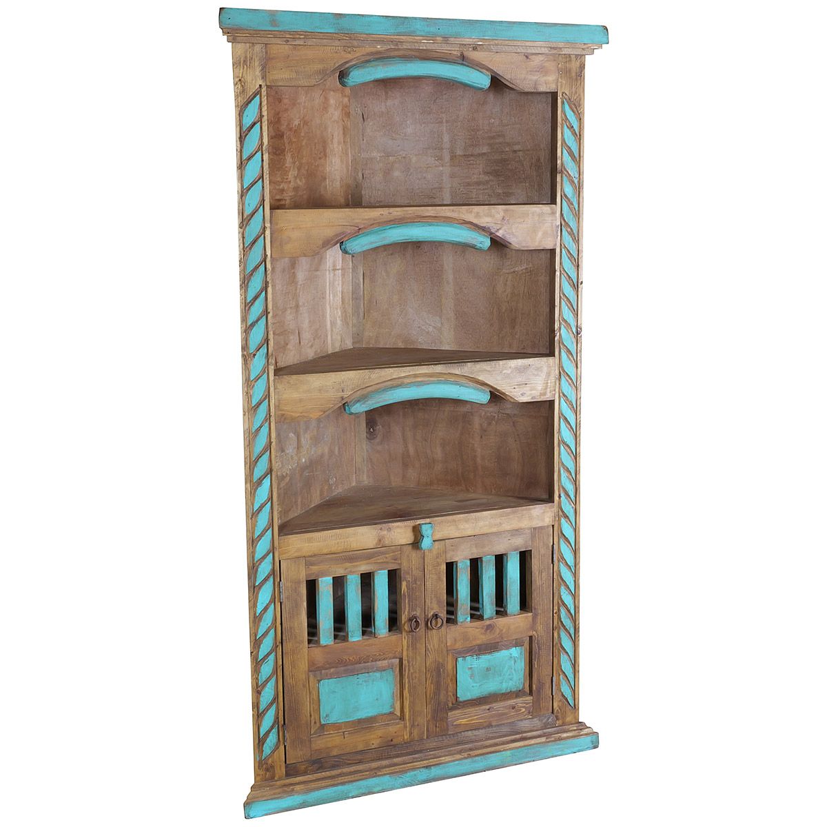 Carved Wood Corner with Shelves