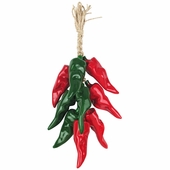 Ceramic Poblano Chile Ristra - Red & Green