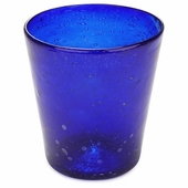 Cobalt Blue Rocks Glass - Set of 4 - Mexican Bubble Glass