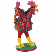 Colorful Two-Headed Screaming Chicken Statue - Mexican Folk Art