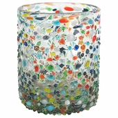 Confetti Pebbled Mexican Rocks Glass  - Set of 4