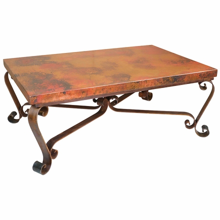 Copper Coffee Table with Scrolled Legs