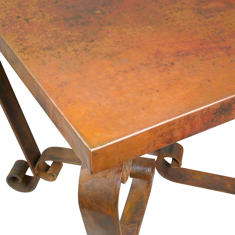 Copper End Table with Scrolled Legs