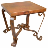 Copper End Table with Scrolled Legs