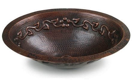 Copper Sink with Hammered Floral Design