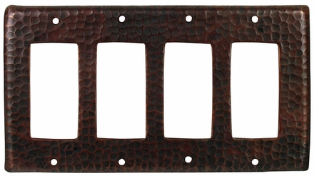 Copper Switchplate Hammered Finish - Quad Rocker
