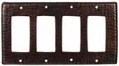 Copper Switchplate Hammered Finish - Quad Rocker