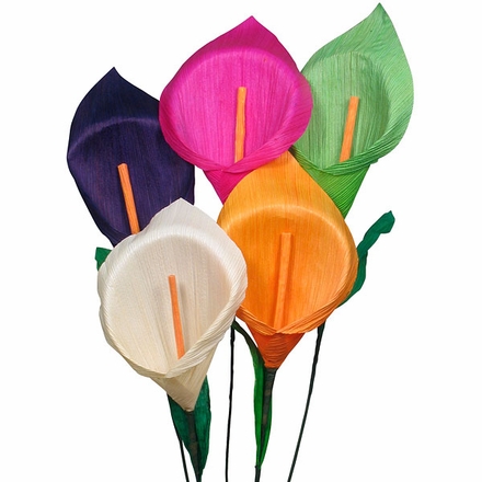 Corn Husk Calla Lily Assorted Colors - Bouquet of 6