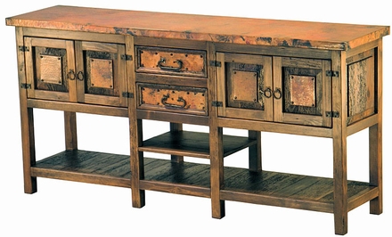Country Buffet with Copper top and Wood Shelves