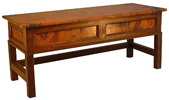 Country Foot of Bed Bench with Copper Lift Top
